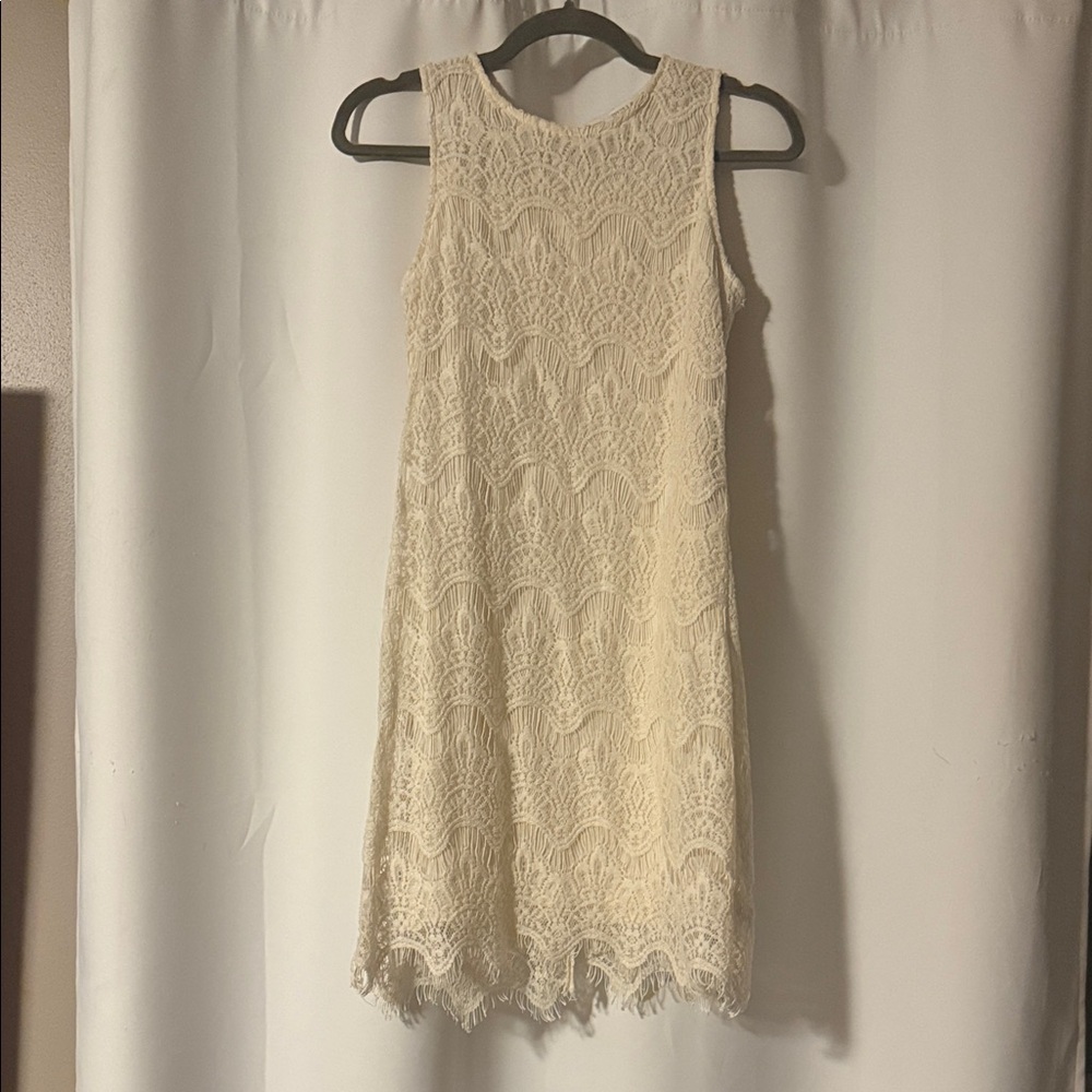 Stella Luce Cream Lace Mini Dress